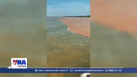 Hiện tượng hai màu nước kỳ lạ xuất hiện trên vùng biển Cà Mau