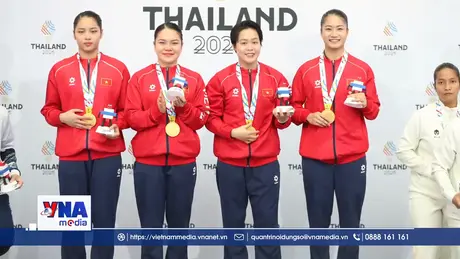 Đội kata nữ Việt Nam bảo vệ thành công HCV SEA Games