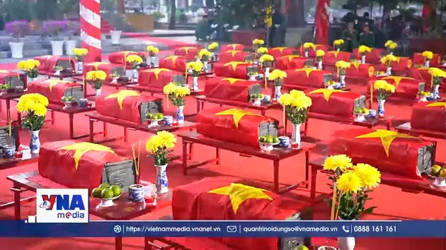 Truy điệu, an táng 159 hài cốt liệt sĩ tại Nghĩa trang liệt sĩ Đồi 82