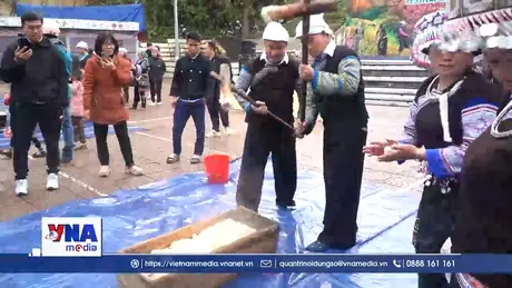 Sôi nổi hội thi giã bánh giày ở vùng cao Mù Cang Chải