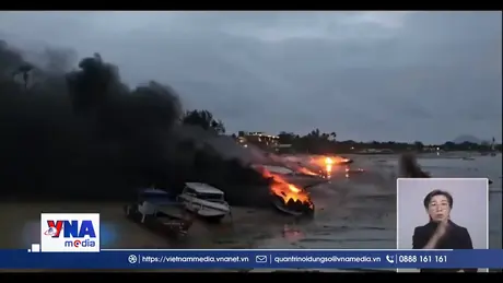 Hơn 20 xuồng cao tốc bị cháy rụi tại Thái Lan