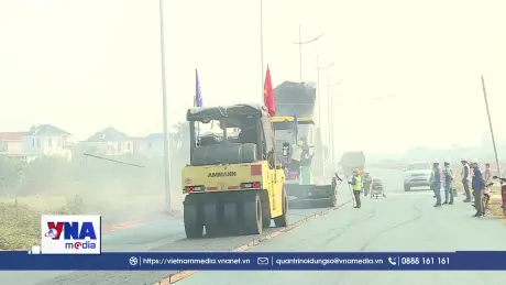 Thi đua lao động trên công trường Vành đai 4 chào mừng Đại hội Đảng XIV