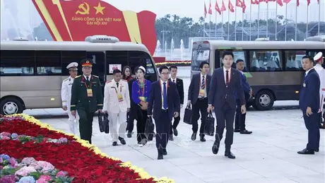 Đại biểu đến dự khai mạc Đại hội XIV của Đảng