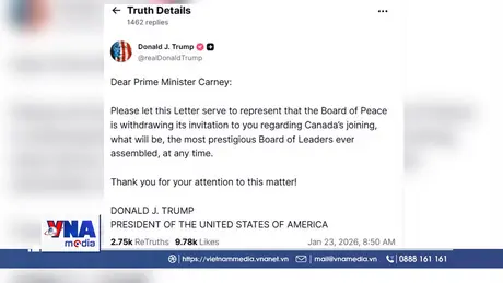 Mỹ rút lời mời Canada tham gia Hội đồng Hòa bình