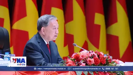 Tổng Bí thư Tô Lâm thông báo kết quả Đại hội lần thứ XIV của Đảng Cộng sản Việt Nam tại Lào