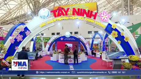 Gian hàng bán thực phẩm Tết nườm nượp khách