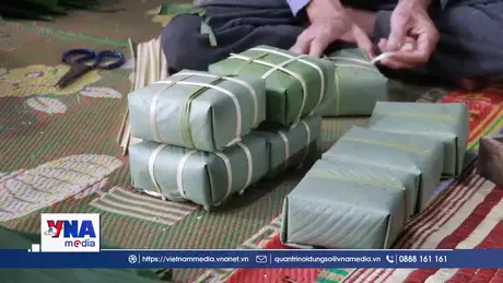 Làng bánh tét mặt trăng Đại An Khê vào vụ Tết