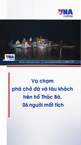Va chạm phà chở đá và tàu khách trên hồ Thác Bà, 06 người mất tích 