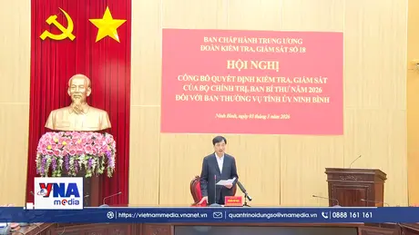 Công bố Quyết định kiểm tra, giám sát đối với Tỉnh ủy Ninh Bình