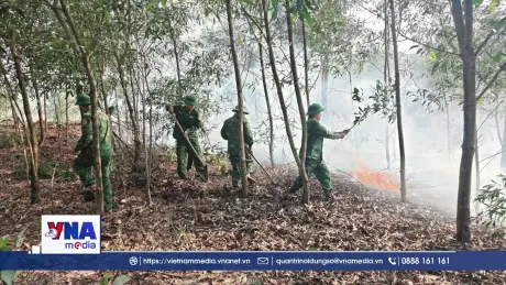 Huy động lực lượng dập tắt đám cháy rừng ở Quảng Trị