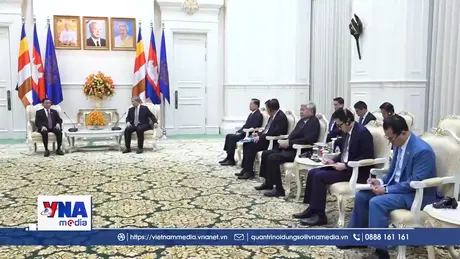 Thường trực Ban Bí thư Trần Cẩm Tú hội kiến Thủ tướng Campuchia Hun Manet