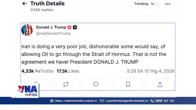 Trạm tin trưa ngày 10/4: Tuyên bố trái chiều của lãnh đạo Iran và Mỹ trước giờ đàm phán