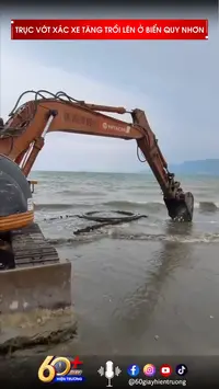 Trục vớt xác xe tăng trồi lên ở biển Quy Nhơn