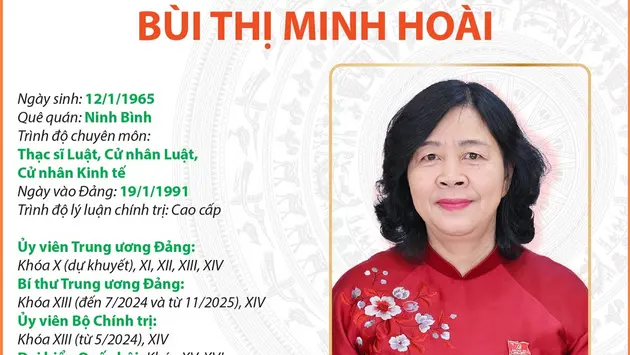 Ủy viên Bộ Chính trị, Bí thư Trung ương Đảng, Bí thư Đảng ủy Mặt trận Tổ quốc, các đoàn thể Trung ương, Chủ tịch Ủy ban Trung ương Mặt trận Tổ quốc Việt Nam Bùi Thị Minh Hoài