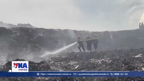 Quảng Ngãi nỗ lực dập tắt hỏa hoạn bãi rác Nghĩa Kỳ