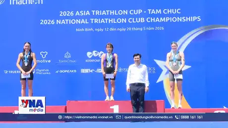 Gần 400 vận động viên tranh tài tại Giải Triathlon Châu Á ở Tam Chúc