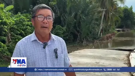 Tuyến đê bao sông Măng ở Vĩnh Long tiếp tục sạt lở nghiêm trọng