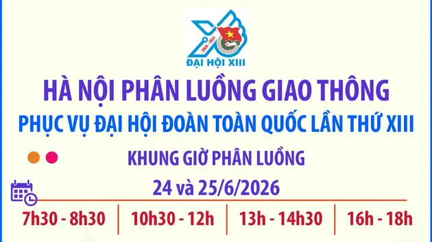 Hà Nội phân luồng giao thông phục vụ Đại hội Đoàn toàn quốc lần thứ XIII