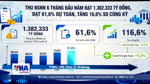 Ngành Thuế thu ngân sách đạt 61,6% dự toán sau 6 tháng