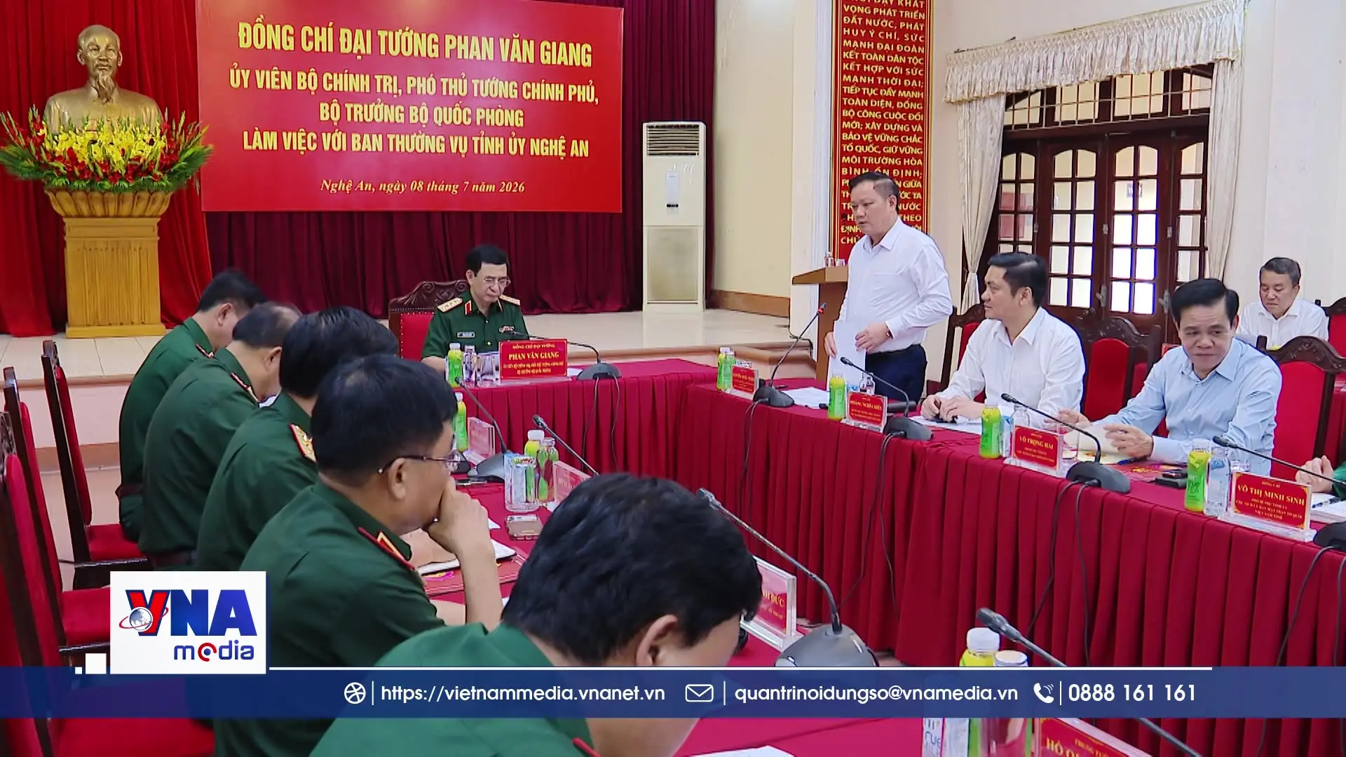 Đại tướng Phan Văn Giang làm việc với tỉnh Nghệ An