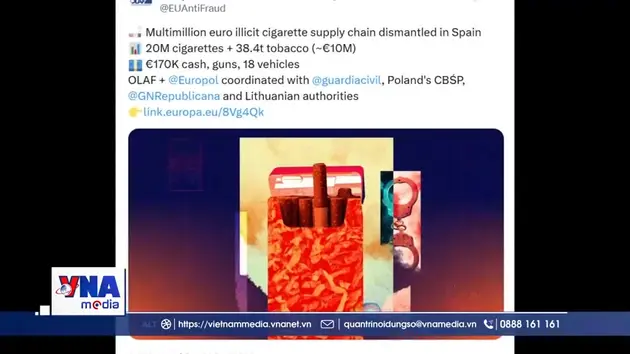 Châu Âu triệt phá mạng lưới cung ứng thuốc lá bất hợp pháp