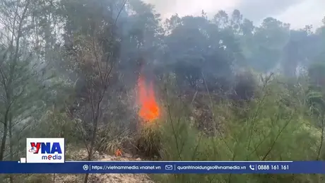Kịp thời khống chế đám cháy thực bì dưới chân đèo Lý Hòa