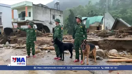Huy động chó nghiệp vụ tìm kiếm nạn nhân mất tích