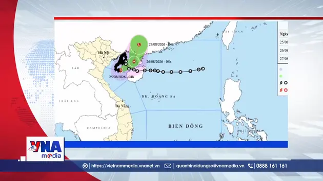 Trạm tin số trưa 25/8: Bão số 4 đổi hướng ra biển, gây gió mạnh,sóng lớn và mưa dông trên biển