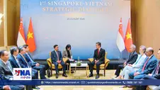 Lễ đón Thường trực Ban Bí thư Trần Cẩm Tú thăm chính thức Singapore