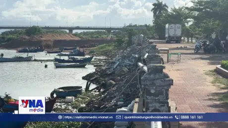 Sửa chữa bờ kè Bạch Đằng sau nhiều năm hư hại
