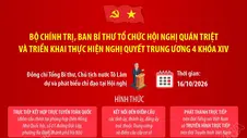 Bộ Chính trị, Ban Bí thư tổ chức Hội nghị quán triệt và triển khai thực hiện Nghị quyết Trung ương 4 khóa XIV